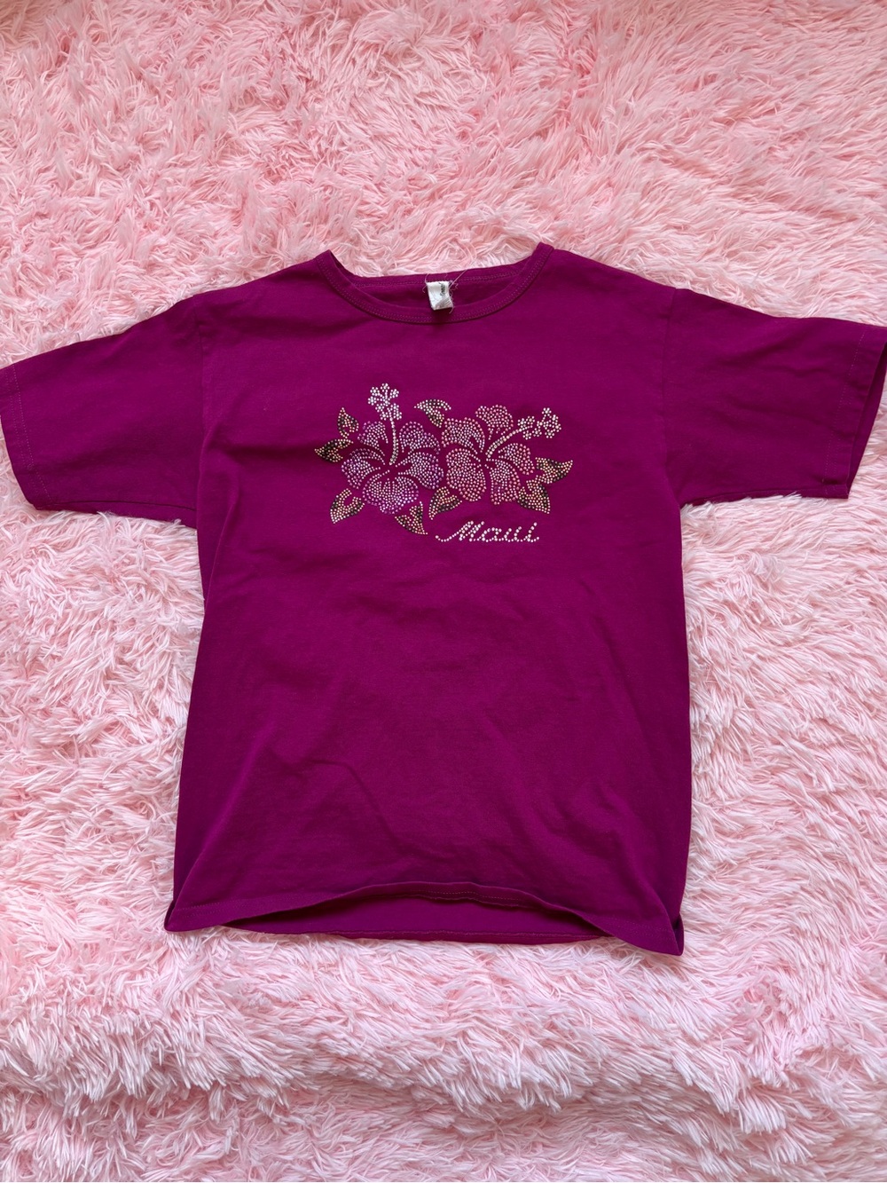 Maui Floral Rhinestone T-Shirt - Fuchsia